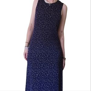 Vintage 90s Moon and Stars Dark Blue Maxi Dress